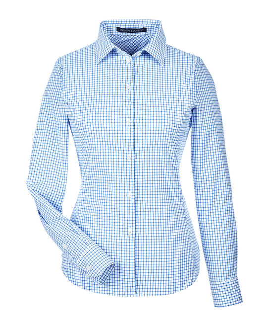 Devon & Jones CrownLux Performance™ Ladies' Micro Windowpane Shirt